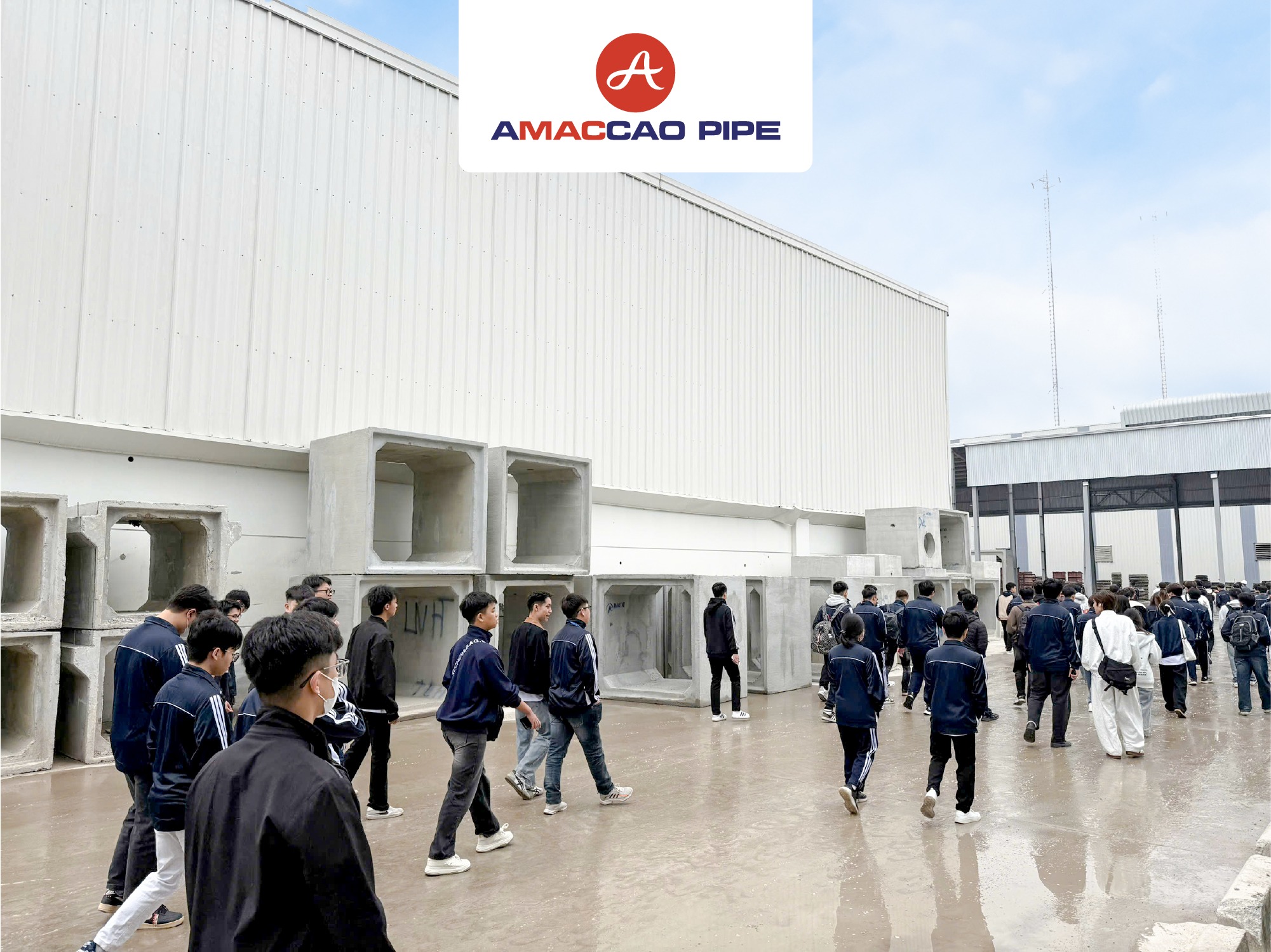 Đoàn Tân Sinh Viên K70 Khoa Vật Liệu Xây Dựng, Trường Đại Học Xây Dựng Hà Nội Tham Quan Nhà Máy Cống Bê Tông AMACCAO PIPE
