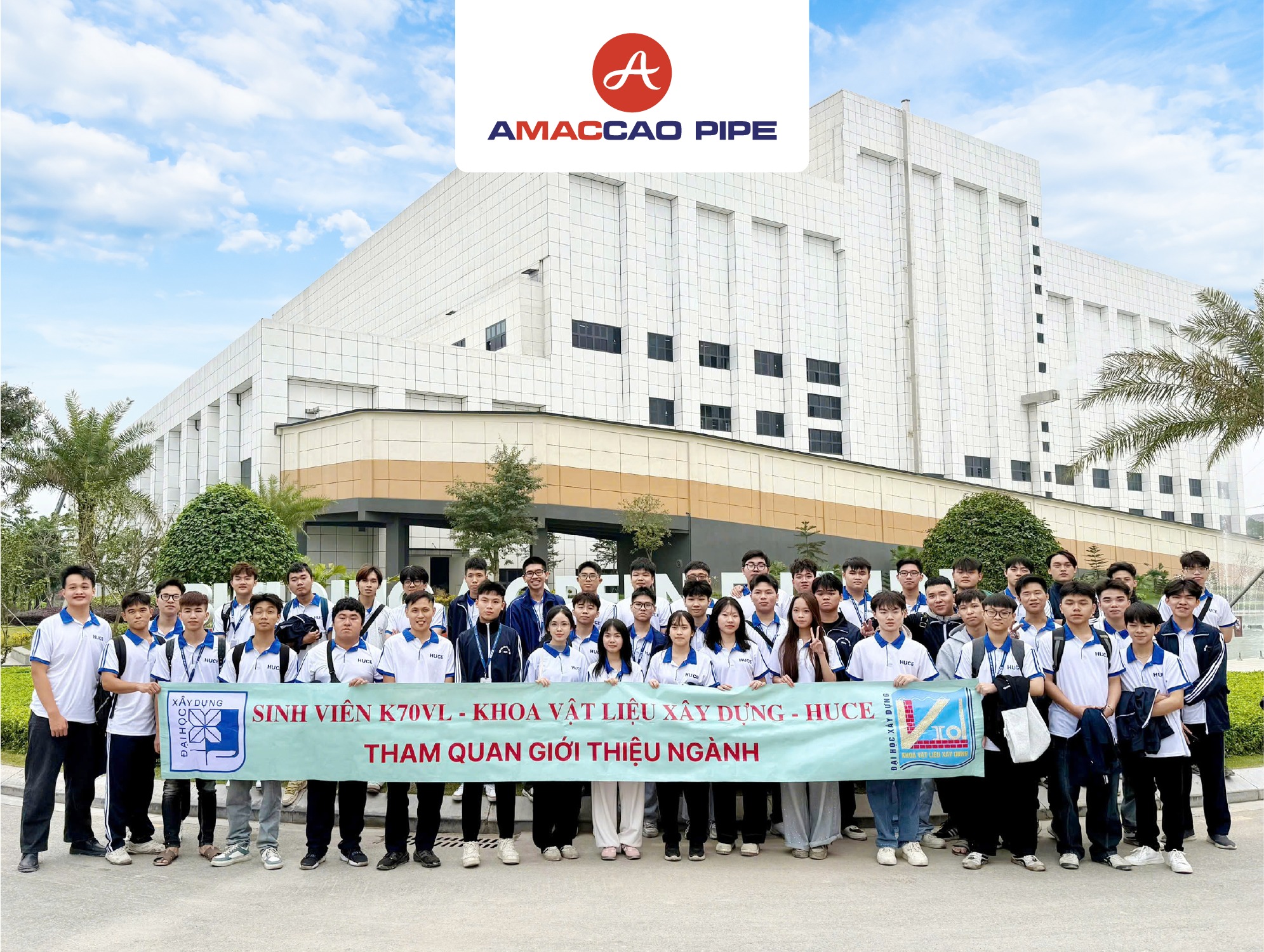 Đoàn Tân Sinh Viên K70 Khoa Vật Liệu Xây Dựng, Trường Đại Học Xây Dựng Hà Nội Tham Quan Nhà Máy Cống Bê Tông AMACCAO PIPE